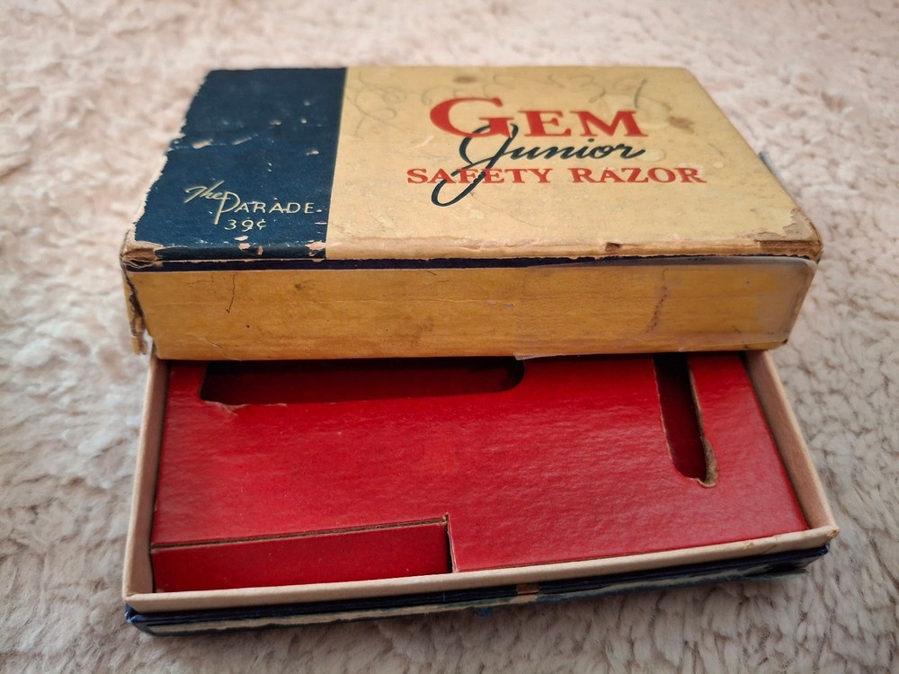 Vintage GEM Junior Single Edge Safety Razor Bakelite Fat Handle & Box