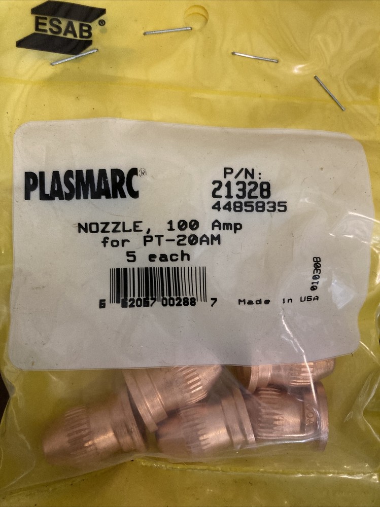 Esab plasma nozzle PT-20AM 21328 5 Per Pack