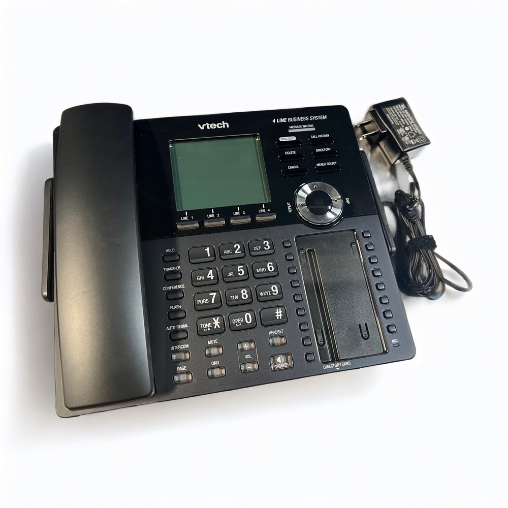 VTech AM18447 Main Console 4-Line Expandable Small Business Office Black