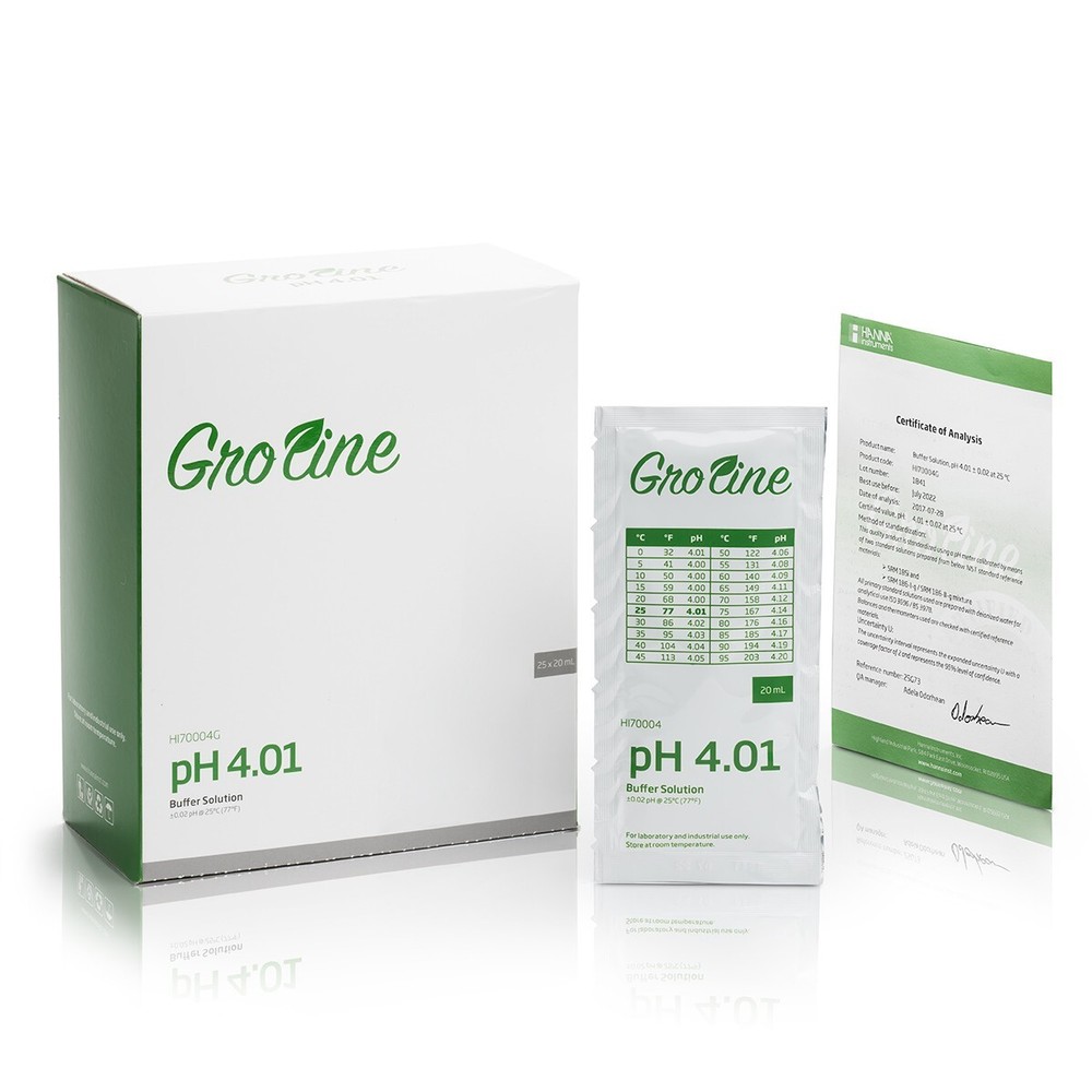 Hanna GroLine pH 4.01 Buffer Sachets, 20 mL (25 pcs.)
