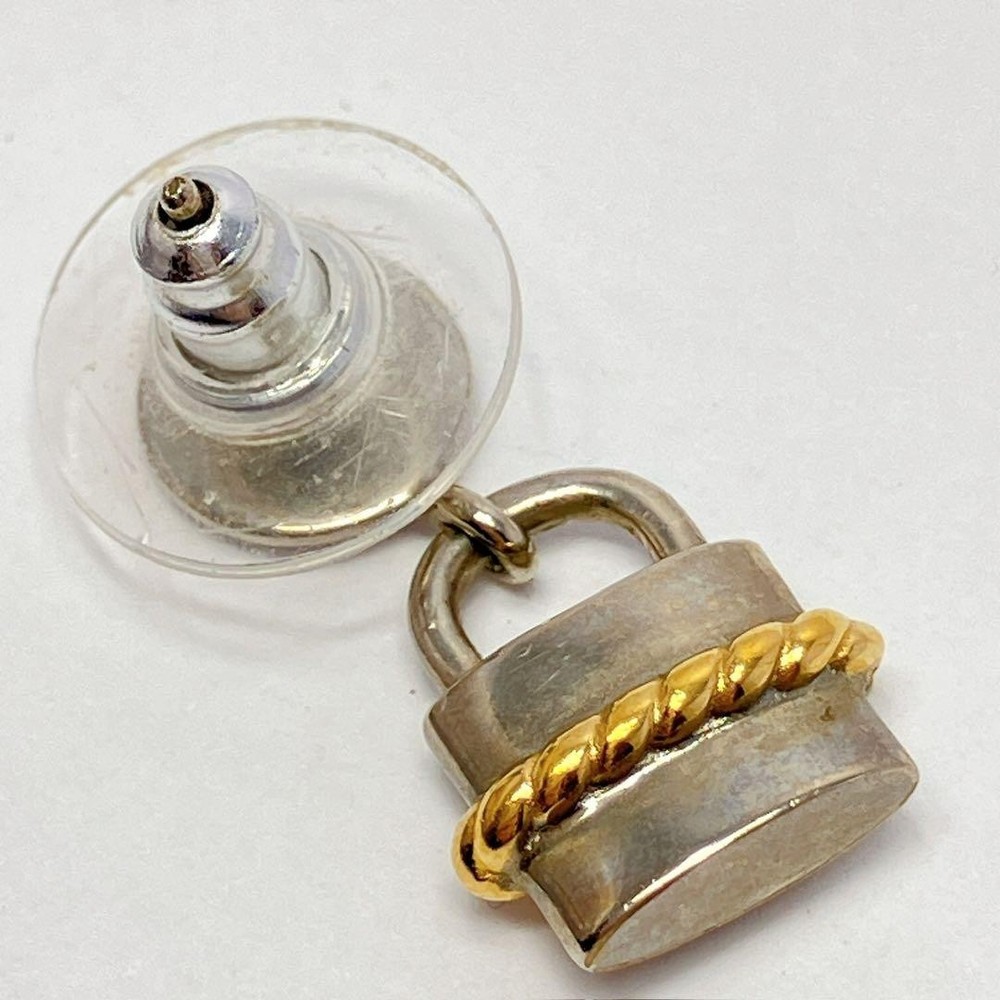 Authentic Chloe Earrings Lock-shaped Padlock Silver Gold Accessory Women's Logo
