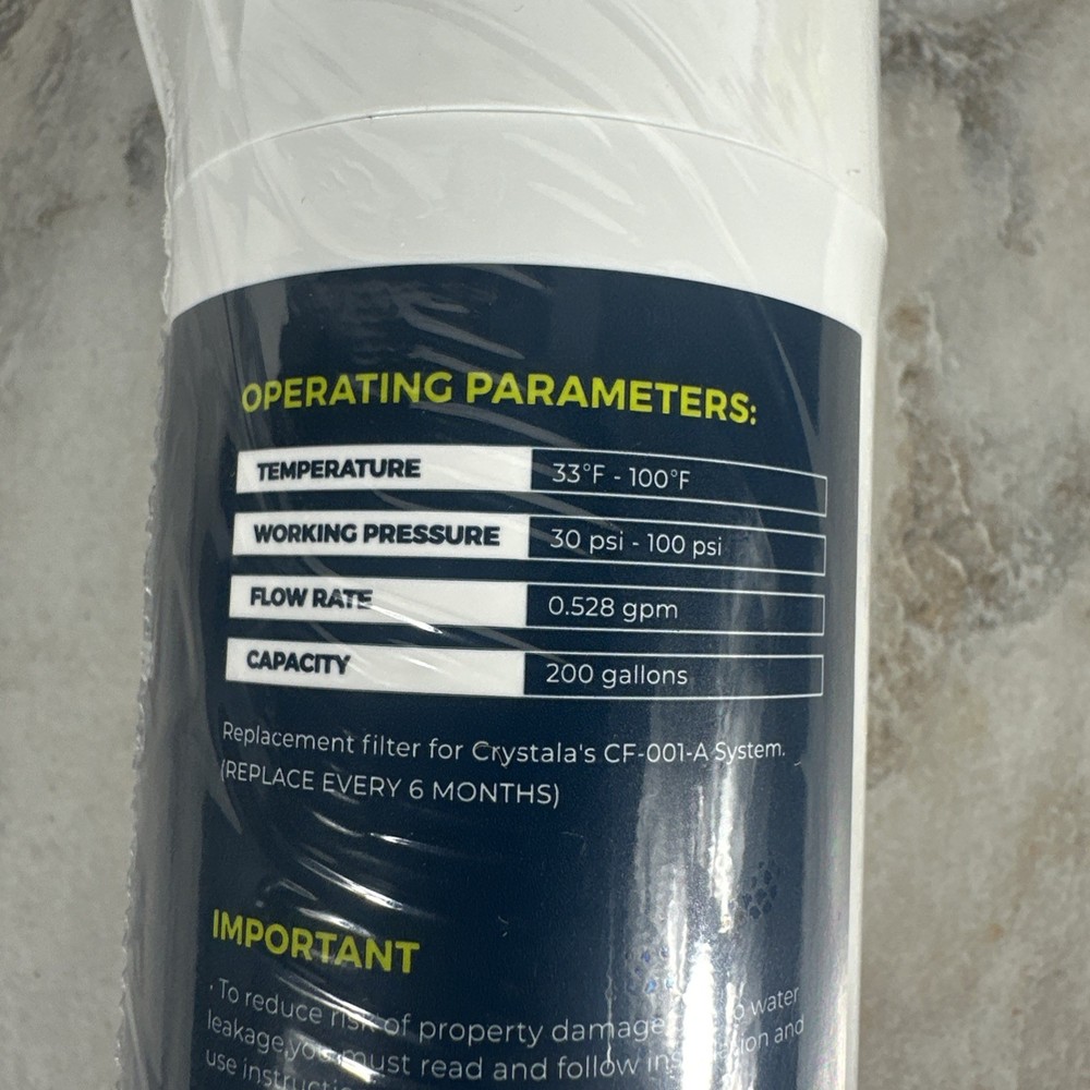 Water Filter CF-001-A By Crystala Filter Replaces W1029537OA Everydrop Filter