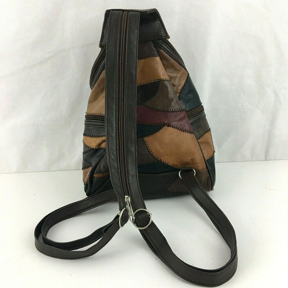 Peru Machu Picchu Leather Patch Work Adjustable Straps Backpack Purse