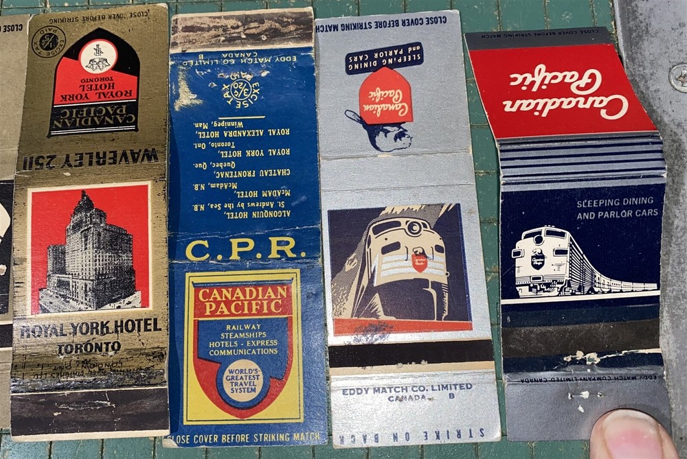 8 different Older Canadian Pacific Railroad Matchbooks