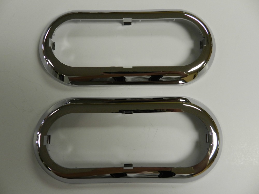 (2) 6" CHROME Rings for Trailer Truck LED Surface Mount Oval Tail Light bezels