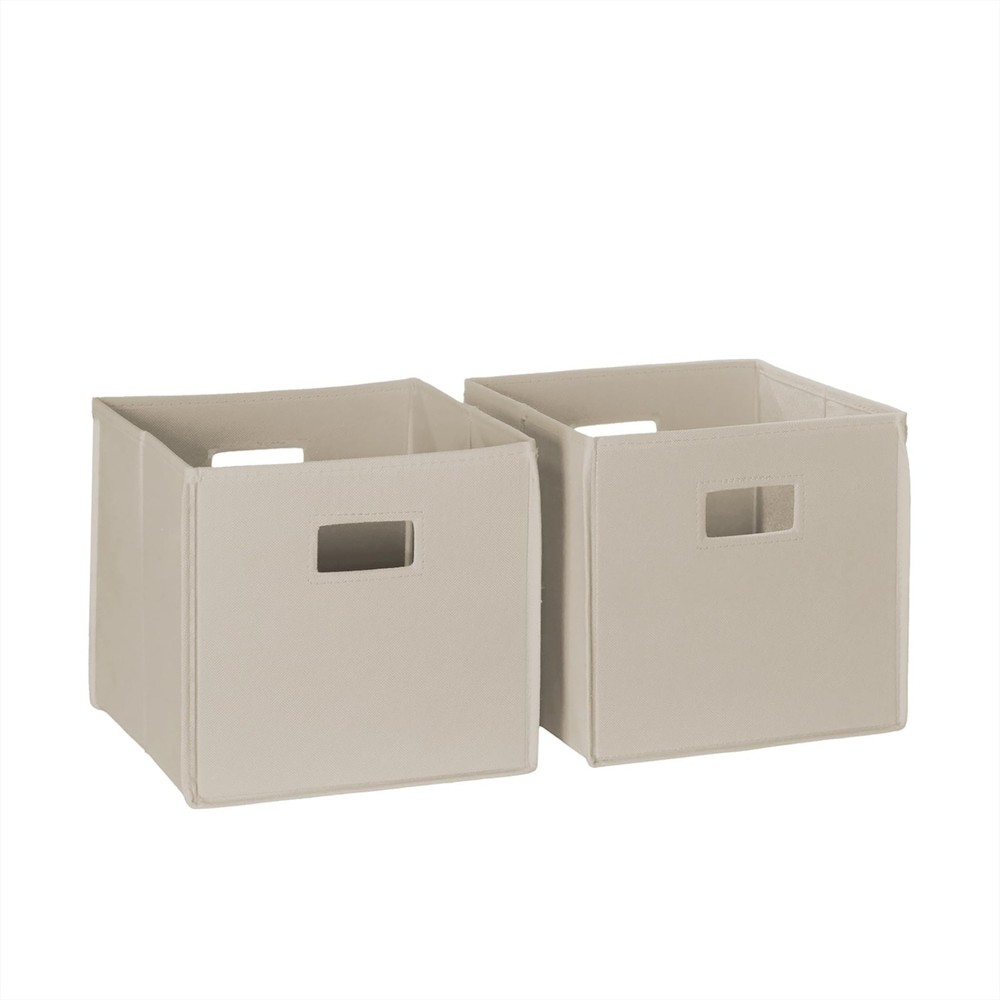 RiverRidge Folding Storage Bins with Handles Taupe One Size, 2