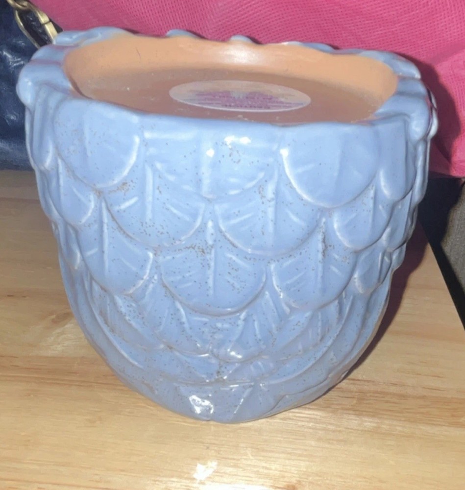 Bath & Body Works Ceramic Owl Planter Blue Tan Glazed Contemporary Medium