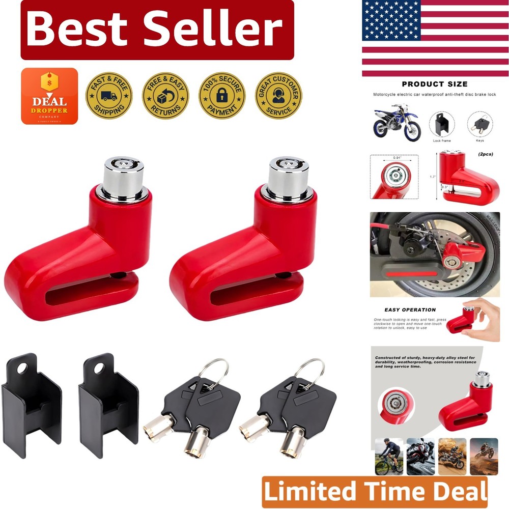 Universal 2-Piece Motorcycle Metal Disc Lock - Lightweight & Portable