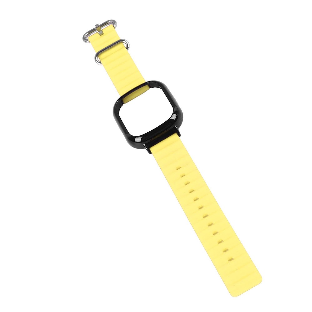 Silicone Watch Band With Case Replacement For Honor 4 Adjustable Strap (Yellow)