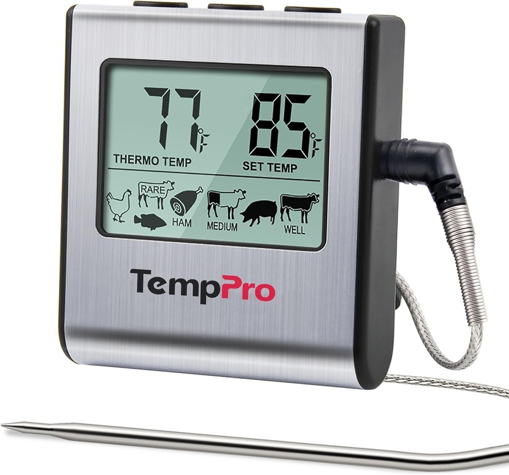 TP16 Large LCD Digital Meat Thermometer Timer Smoker Oven Kitchen BBQ
