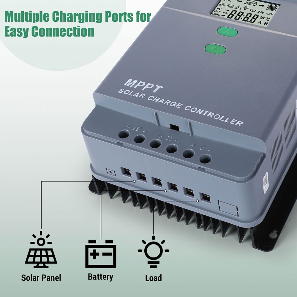 5200W 12/24/36/48V 30A~100A MPPT Solar Charge Controller Panel Battery Regulator