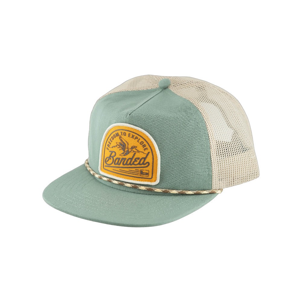Banded 5-Panel Scout Patch Trucker Hat – Green Mesh Snapback Cap