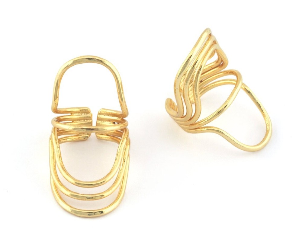 Statement Adjustable Ring Shiny gold plated brass (20mm 10US inner size) 3847