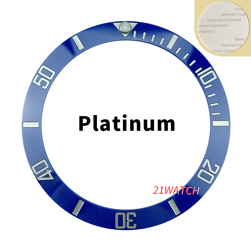 NEW 38mm Blue Platinum Printing Ceramic Bezel Insert For SUB Watch