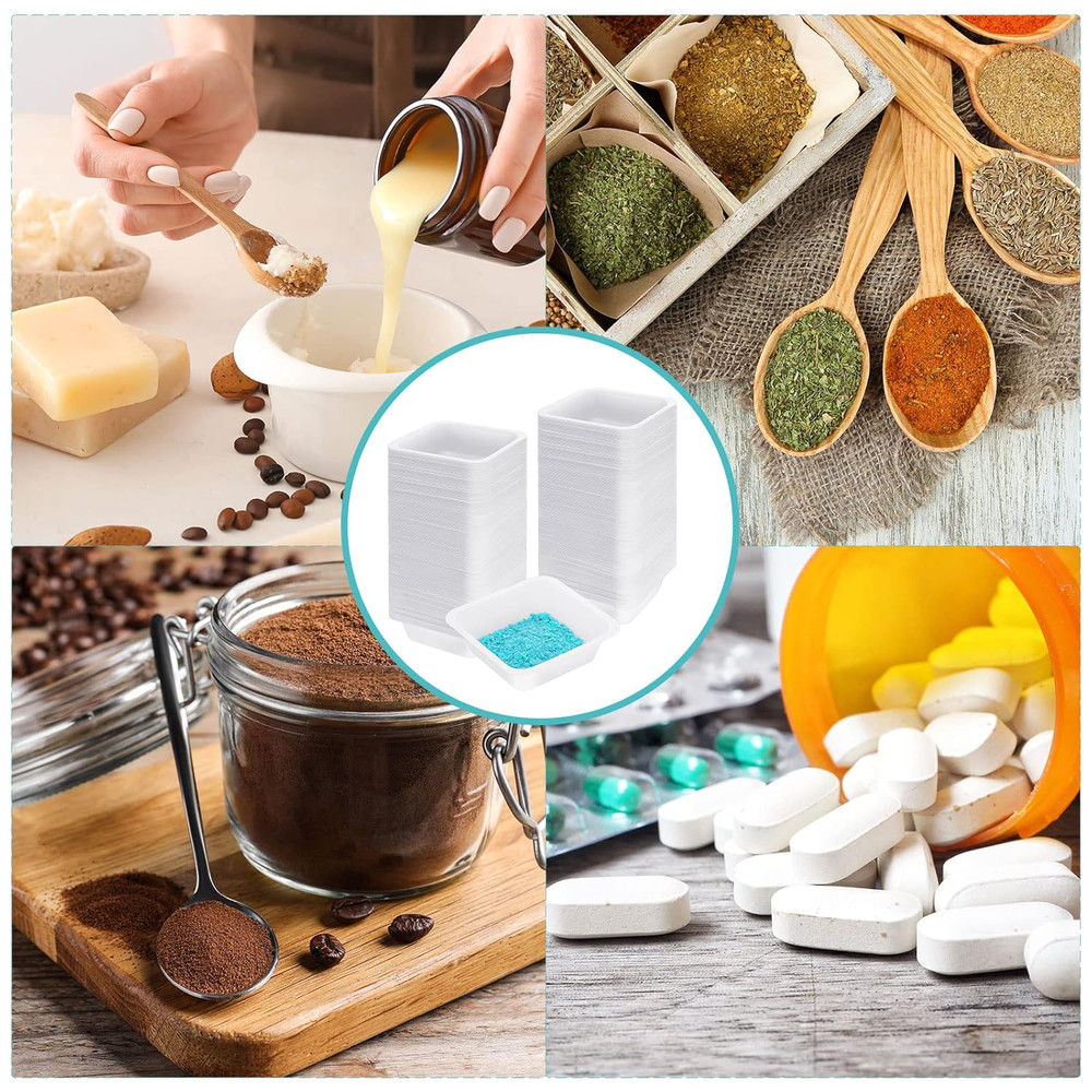 350 Pack 100Ml Weigh Boats Medium Large Bulk anti Static White Pans Plastic Squa