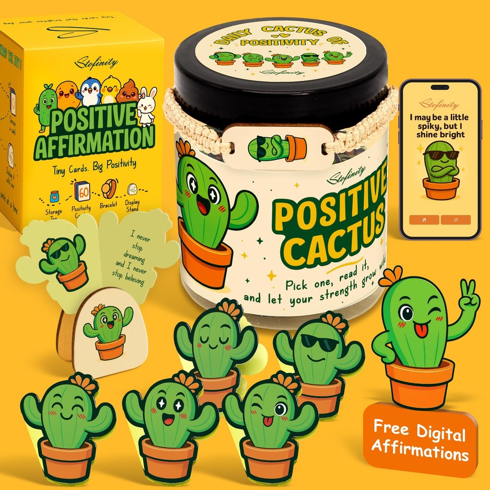 Stofinity Emotional Support Cactus Cards Jar - Positive Jar,