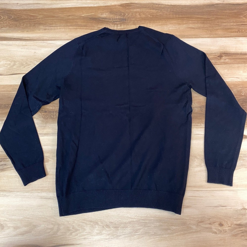 ZARA Sweater Mens Medium Navy Blue Basic Crew Neck Long Sleeve