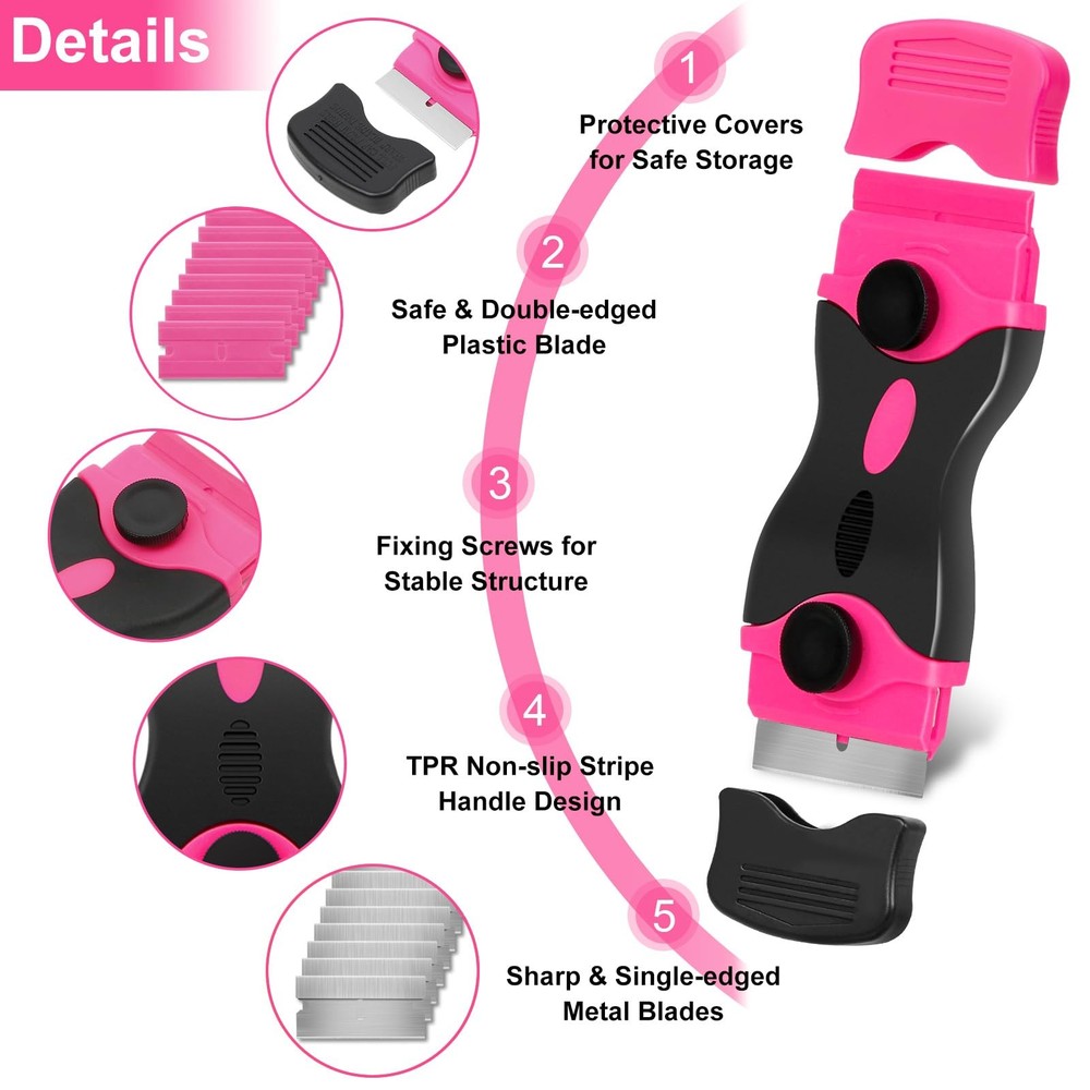 THINKWORK Razor Blade Scraper - Pink 2PCS, Pink-2pack+20pcs