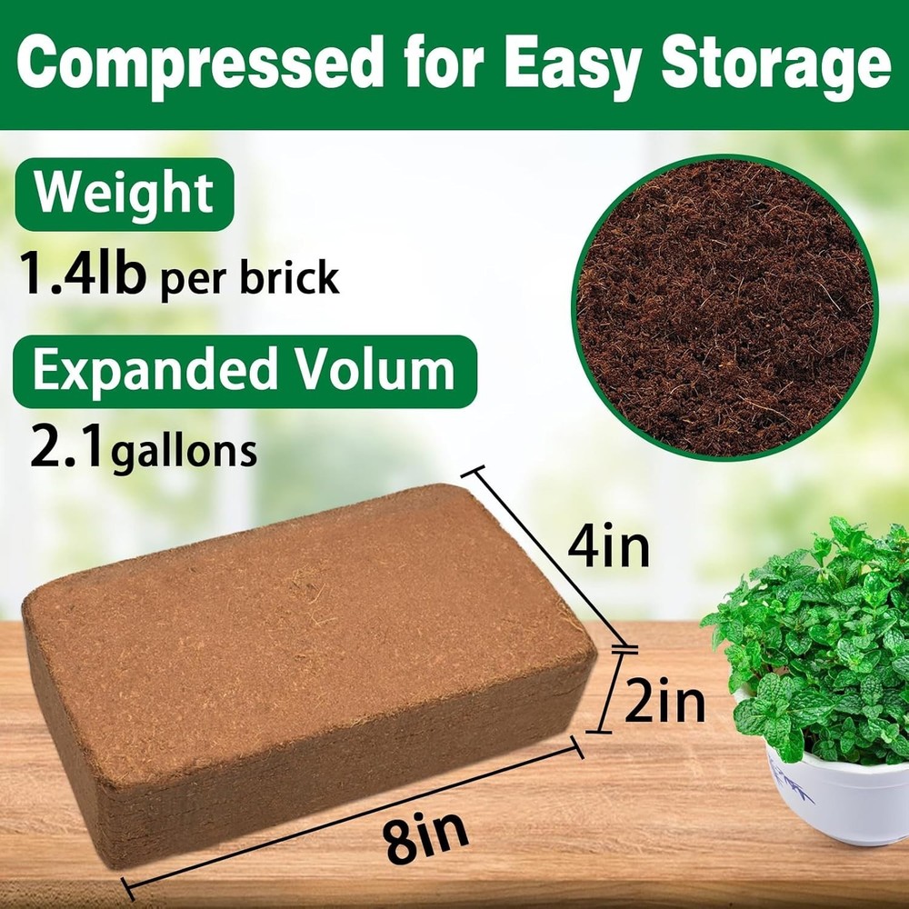 10-Pack Coco Coir Bricks: Biodegradable Planting Solution, 2.1 Gal Each