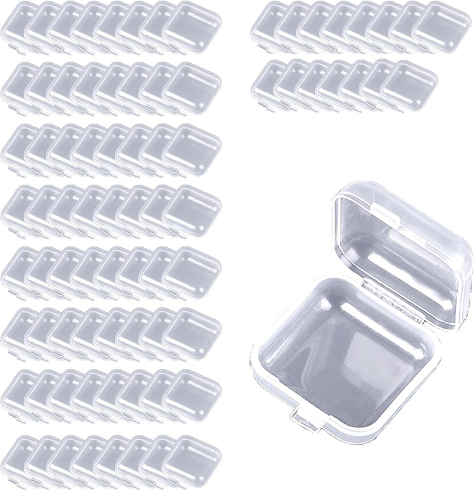 Mini Square Storage Containers and Organizer with Hinged Lid,Transparent Craf...