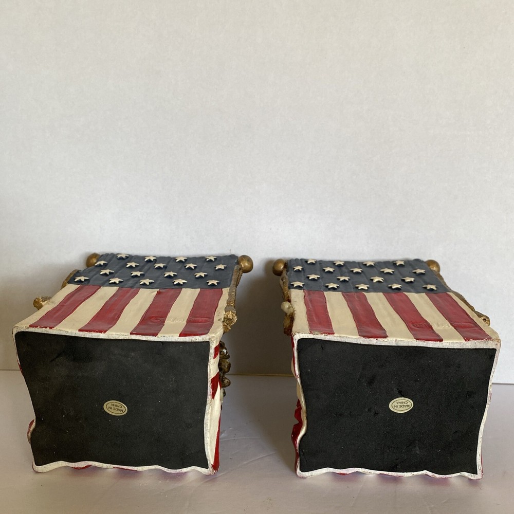 Vintage Avery 1998 American Flag Bald Eagle Book Ends 6"