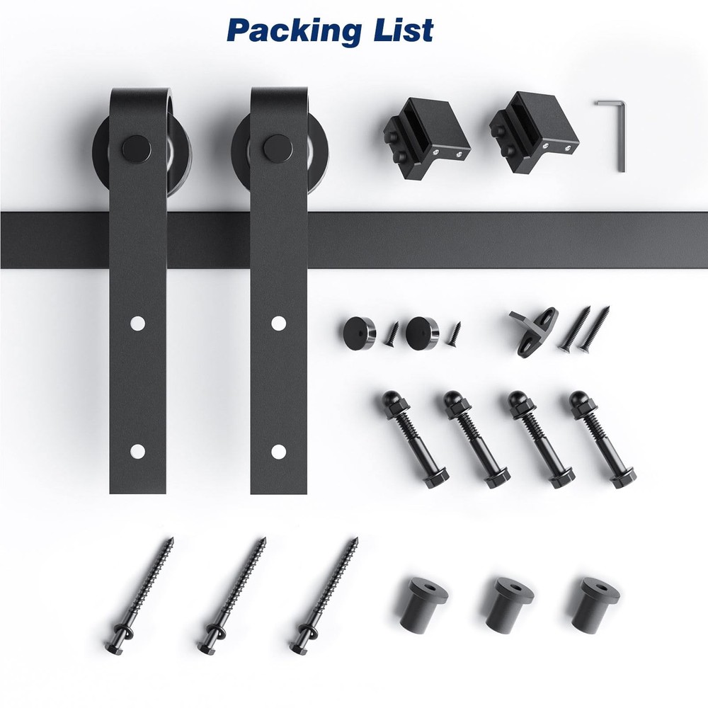 EaseLife 4 FT Sliding Barn Door Hardware Track Kit,Basic J 4FT, Black