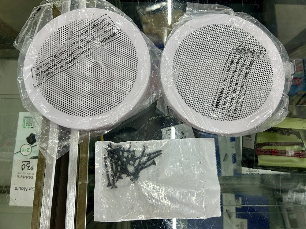 2 Reliable Hardware 8-3/8" Round White Surface Mount Speaker Covers (CC)