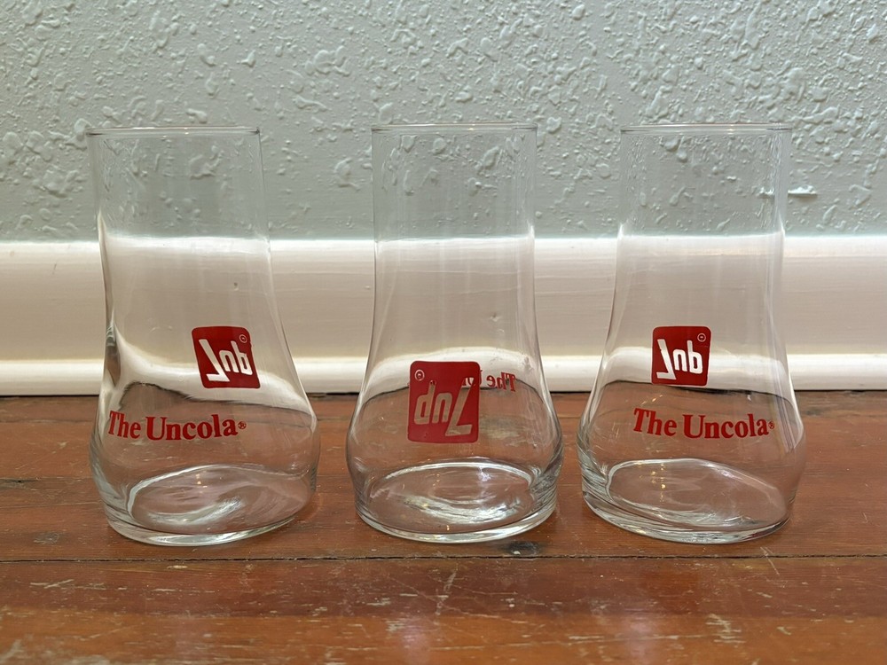 1970s 7UP “The Uncola” upside-down drinking glasses