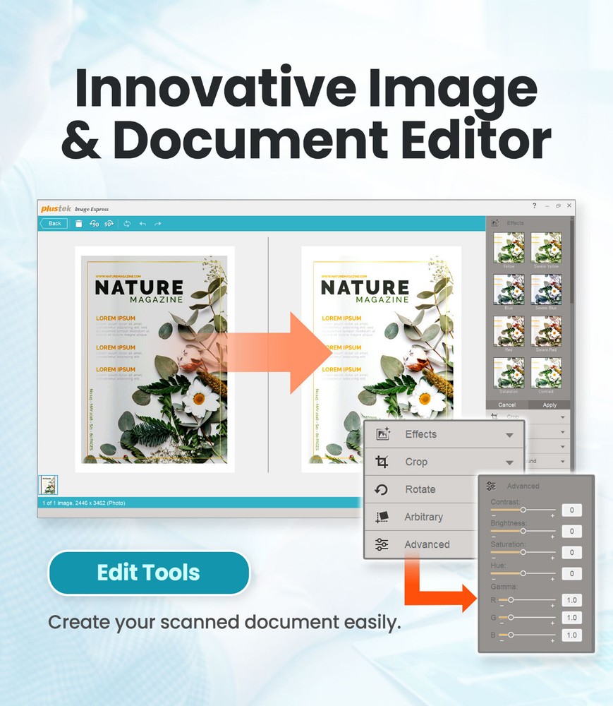 Plustek OpticSlim 1680 - Fast Large Format Flatbed Scanner +Image edit software