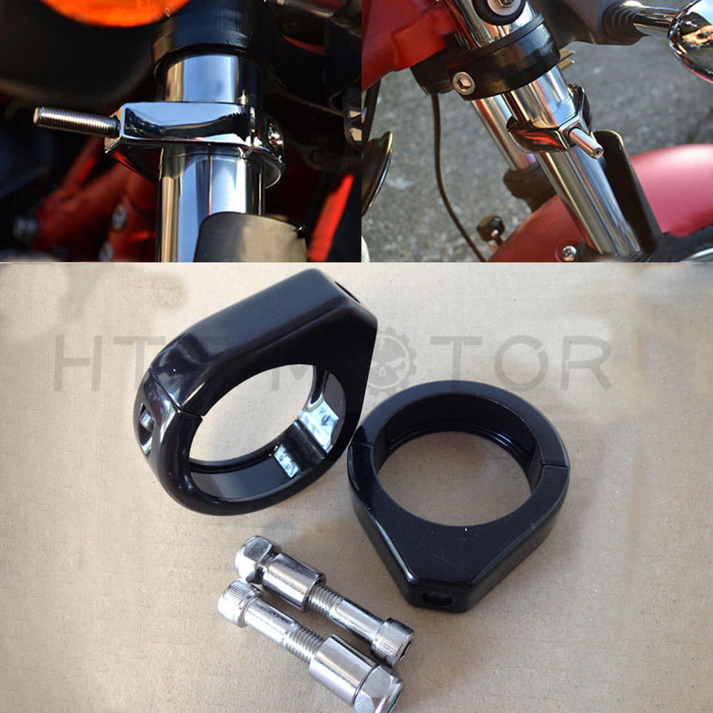 2x 49mm Turn Signal Indicator Light Relocation Fork Clamp For Harley-Davidson