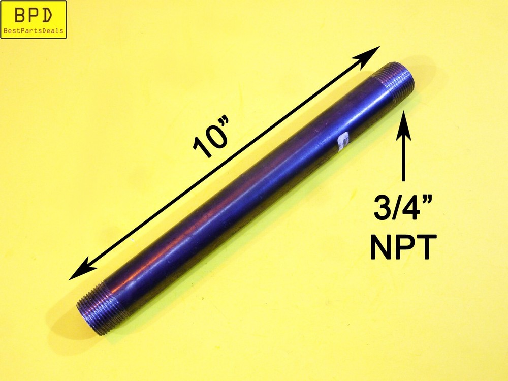 4x Threaded Pipe Nipples 10" x 3/4" NPT