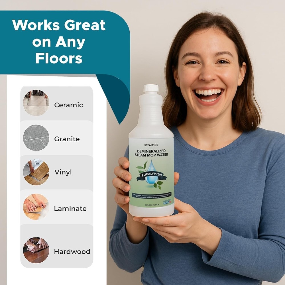 Eucalyptus Mint Steam Cleaning Solution - Residue Free, 32 oz for Multi-Surfaces