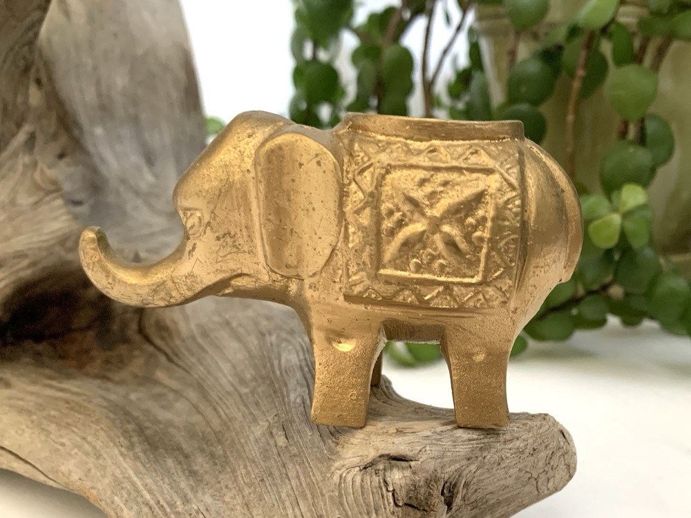 Vintage India Solid Brass Elephant Cone Incense Holder Burner Scent Meditation