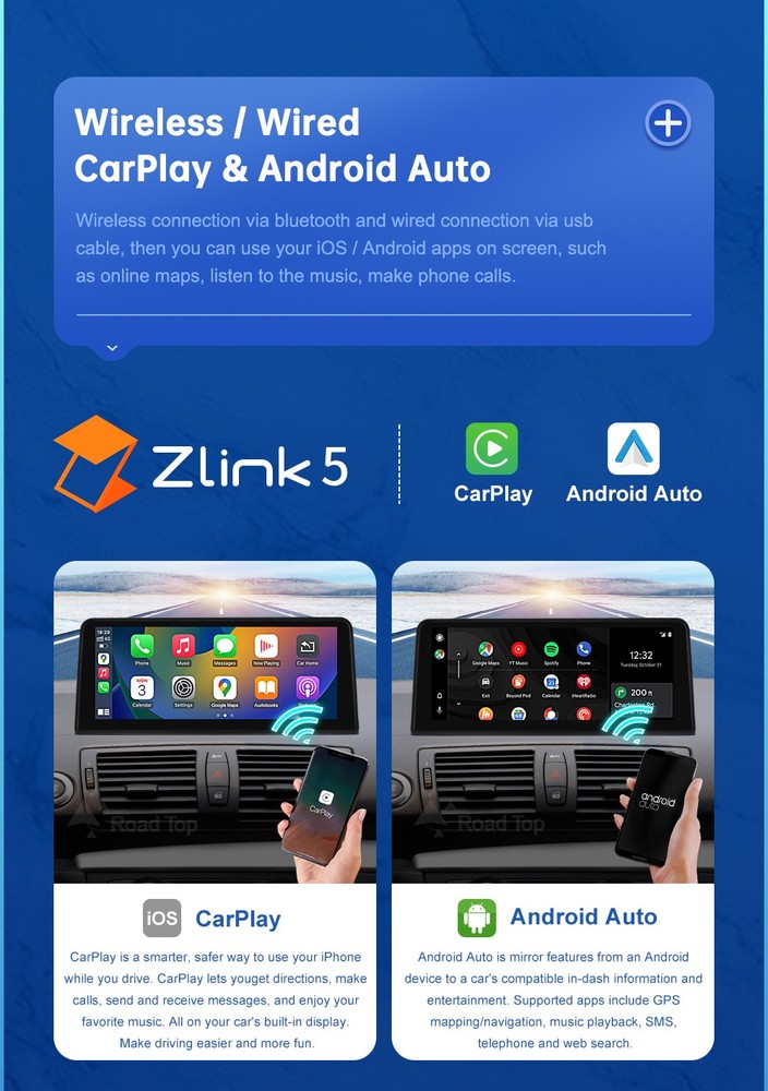 12.3" Carplay Wireless Screen Car for BMW 1 Series E81 E82 E87 E88 2008-2012 CIC
