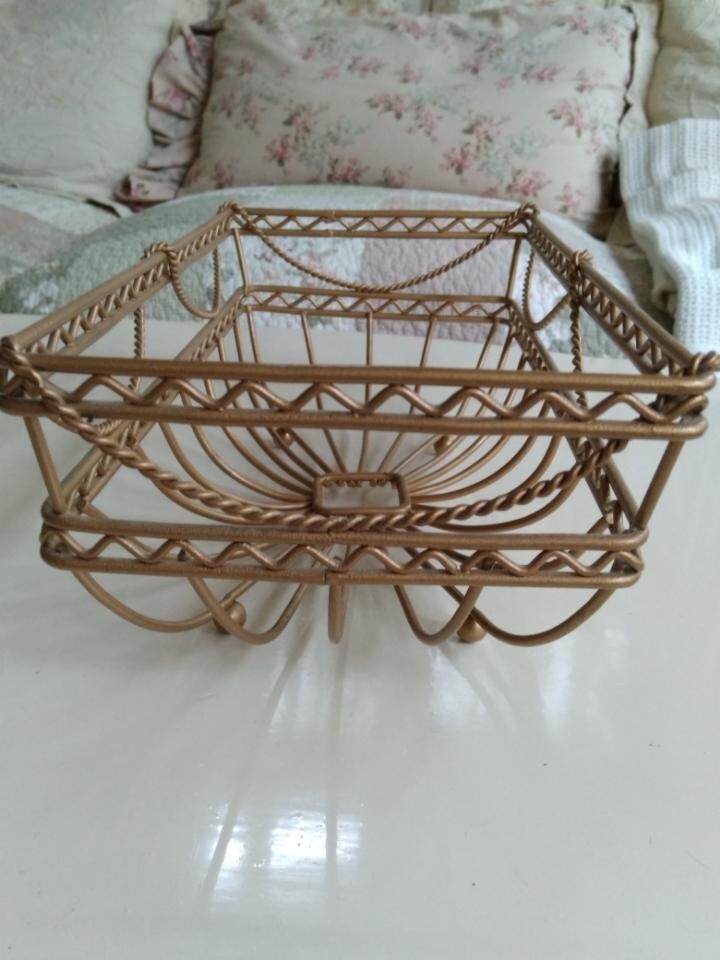 Vintage Gold Iron Tissue Kleenex Holder
