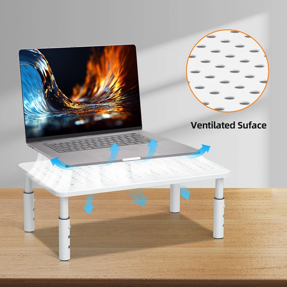 Monitor Stand Riser, Metal Computer Stand, 3 Height Adjustable Screen Riser w...