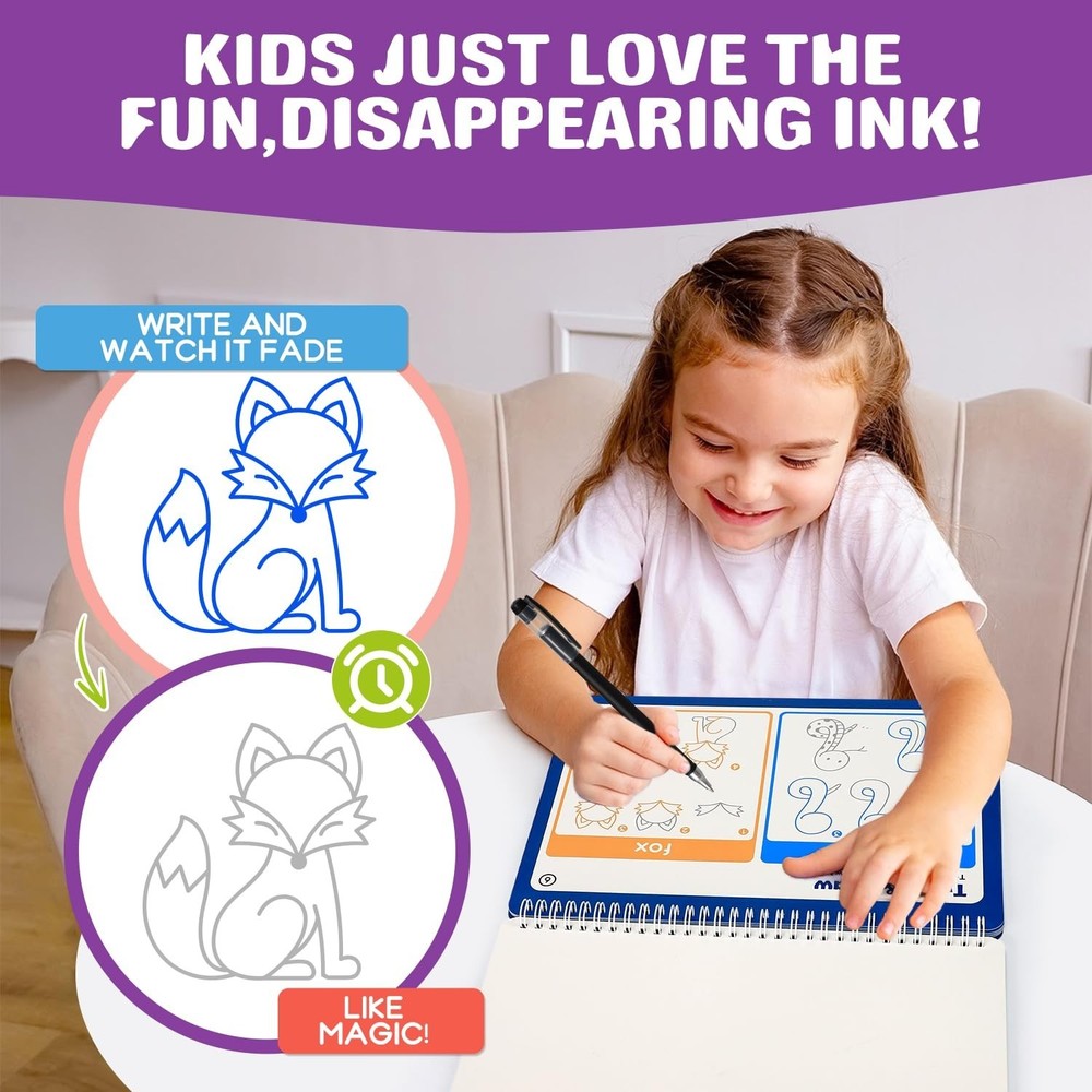 Magic Grooved Writing Practice for Kids, Reusable Grooved Handwriting Practic...