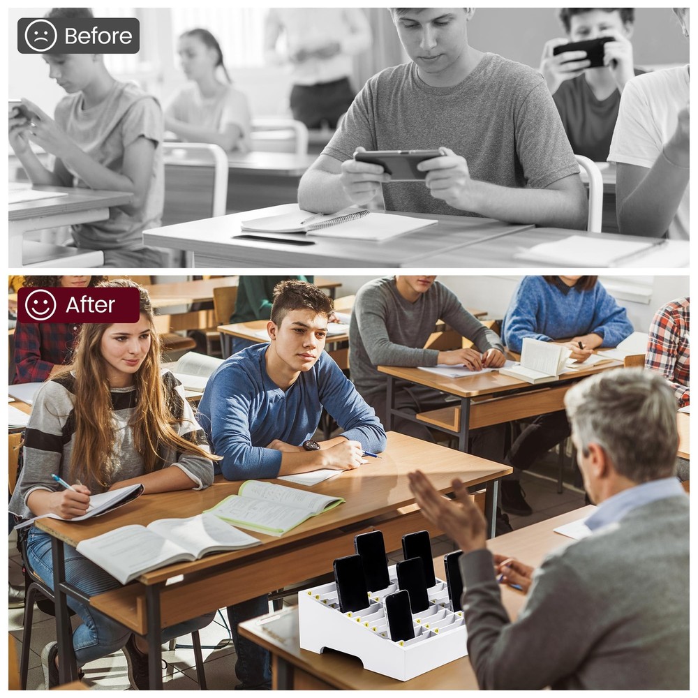 Classroom Cell Holder, Fully Assembled 36 Grid Cellphone Storage Box for Stud...