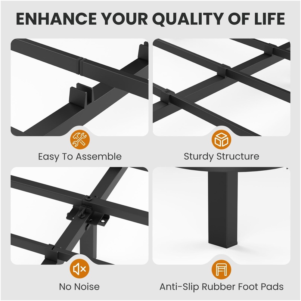 Full Size Floating Bed Frame with LED Lights, Heavy Duty Metal Platform Float...