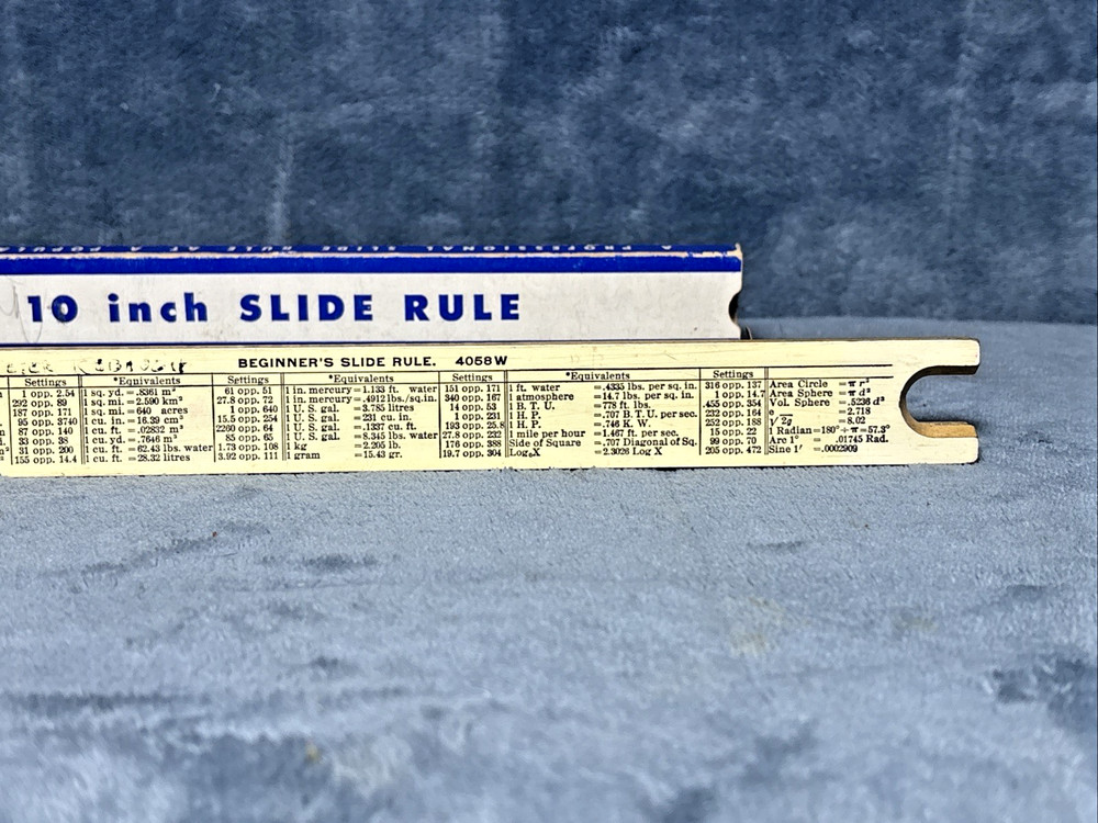 ENGINEERING INSTRUMENTS INC 10" SLIDE RULE W/ BOX