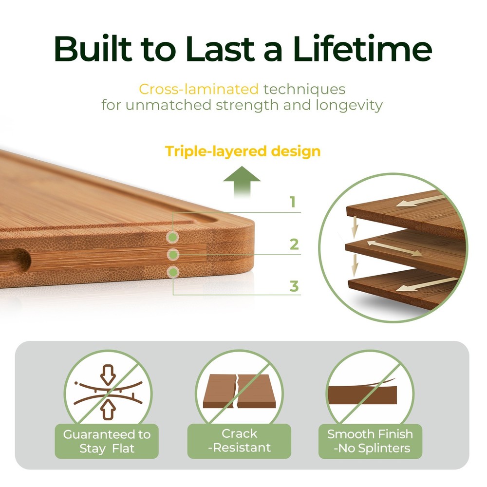 KeeCHEE® 3-Pcs Carbonized Bamboo Cutting Board