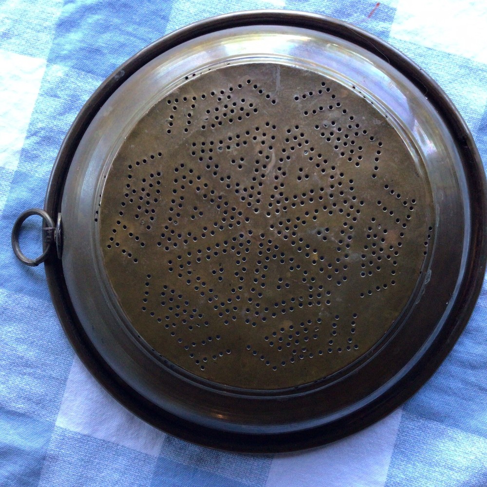 Vintage Copper Colander, 10 1/2”