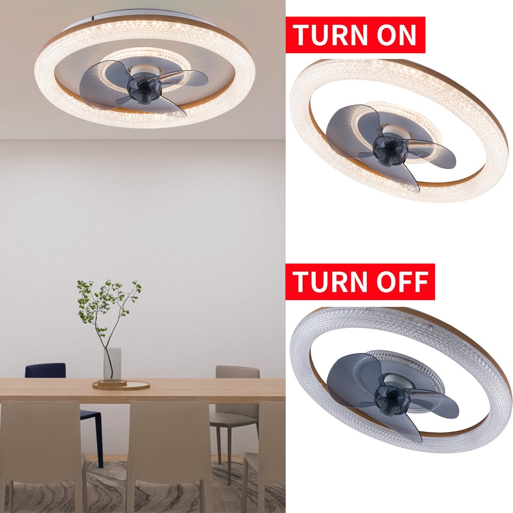 18" Modern Ceiling Fan with Light Remote Control Bedroom LED Ceiling Fan Lamp~
