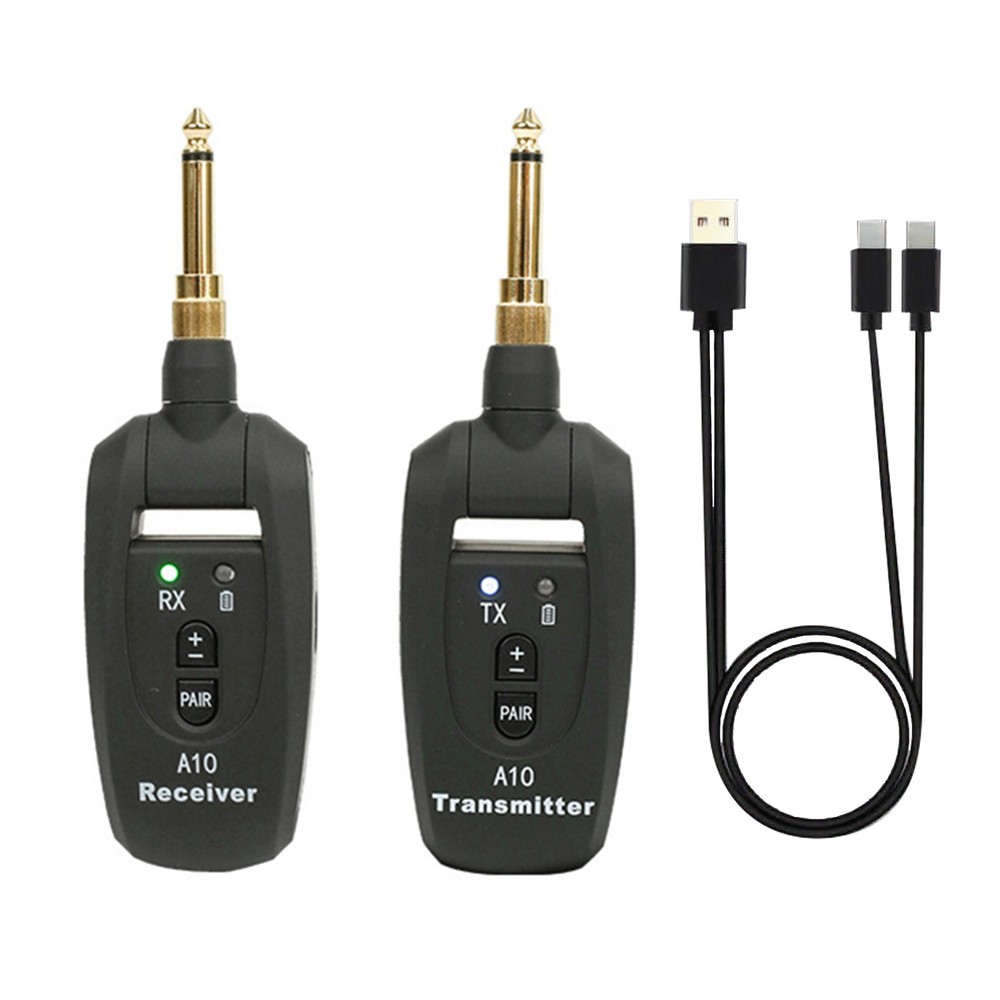 Wireless Guitar Transmitter & Receiver System 100ft Range 5H Play 2.4GHz Band