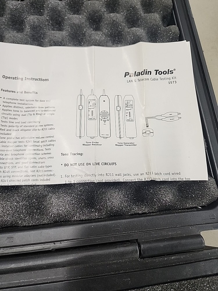 PALADIN TOOLS LAN AND TELECOM CABLE TESTING KIT 1573