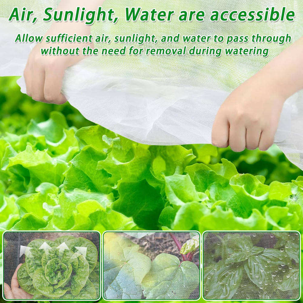 2 Pack Garden Netting for Raised Beds, 6X3 FT Mesh Plant Covers with Drawstring