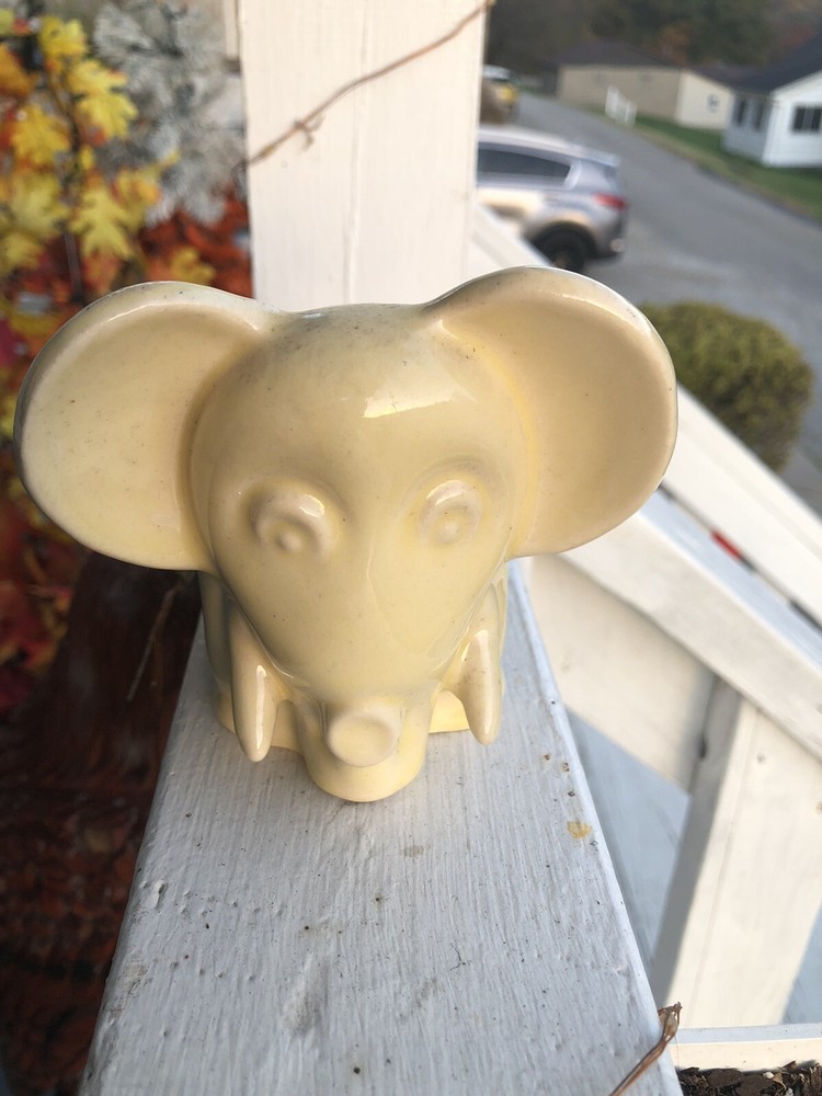Vtg. Yellow Elephant Planter
