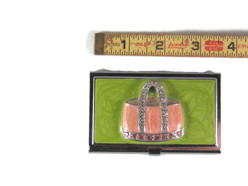 Enamel Handbag (Crystals) Makeup Mirror - Collectible