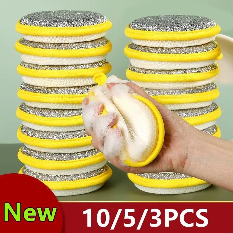 10Pcs Magic Scrub Sponge Double Sided Heavy Duty Dish Washing Kitchen Pad