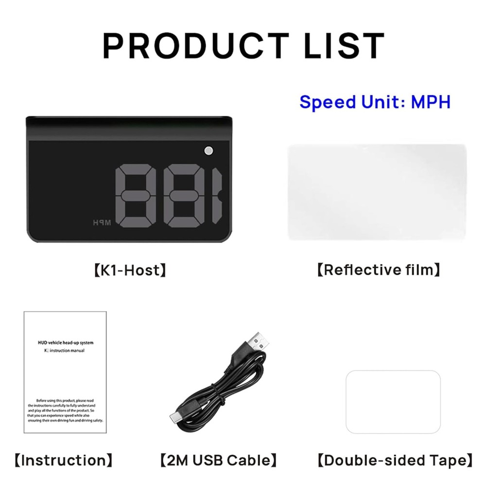 Universal Car GPS HUD Head Up Display Digital Speedometer USB Plug & Play Mph